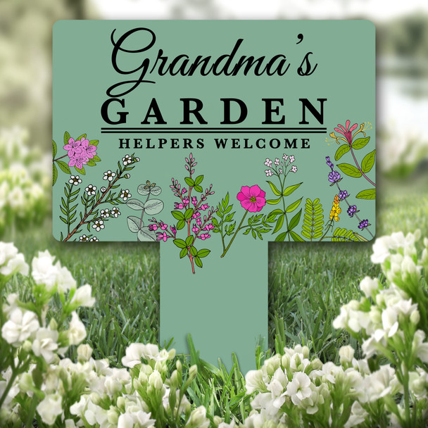 Helpers Welcome Grandma's Garden Personalised Gift Garden Plaque Sign Stake