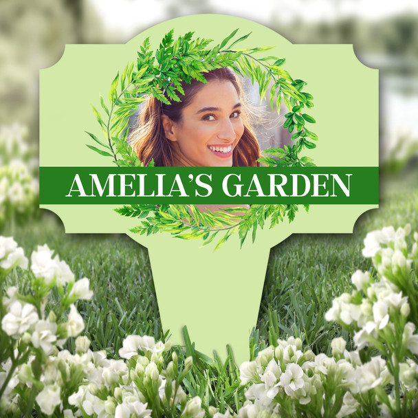 Garden Green Wreath Photo Remembrance Garden Plaque Grave Marker Memorial Stake Garden Green Wreath Photo Remembrance Garden Plaque Grave Marker Memorial Stake