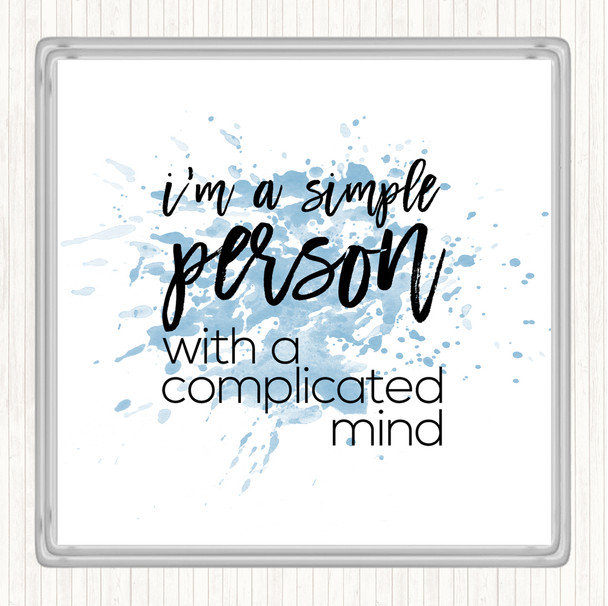 Blue White Simple Person Inspirational Quote Coaster
