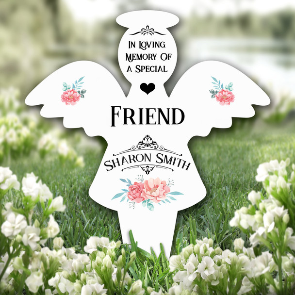 Angel Special Friend Floral Remembrance Garden Plaque Grave Memorial Stake