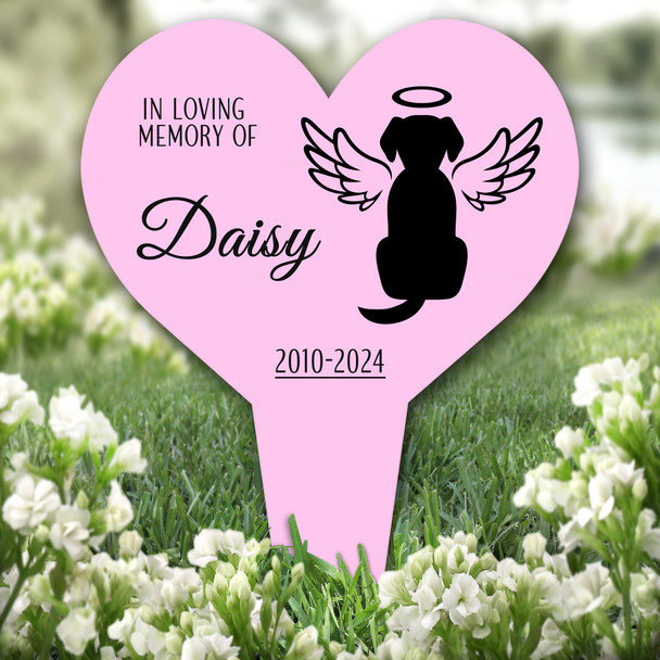Heart Dog With Wings Pet Pink Remembrance Garden Plaque Grave Memorial Stake