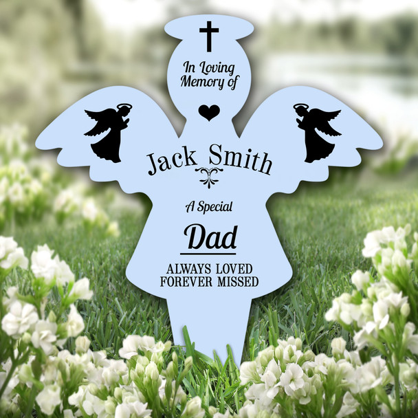 Angel Blue Dad Praying Remembrance Garden Plaque Grave Marker Memorial Stake