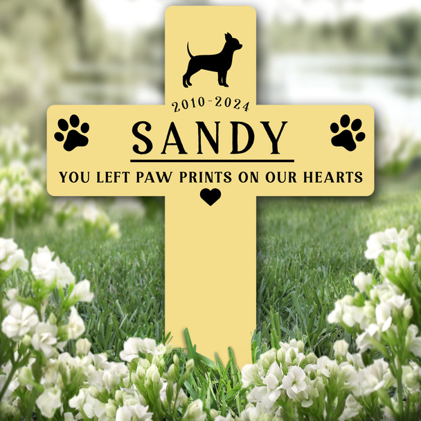 Cross Yellow Chihuahua Dog Pet Remembrance Garden Plaque Grave Memorial Stake