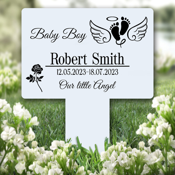 Baby Feet With Wings Remembrance Garden Plaque Grave Marker Memorial Stake