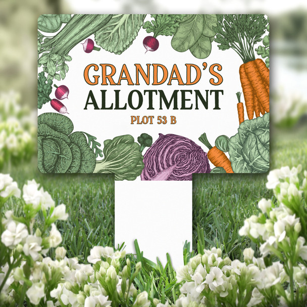 Colourful Vegetables Grandads Allotment Gift Garden Plaque Sign Stake