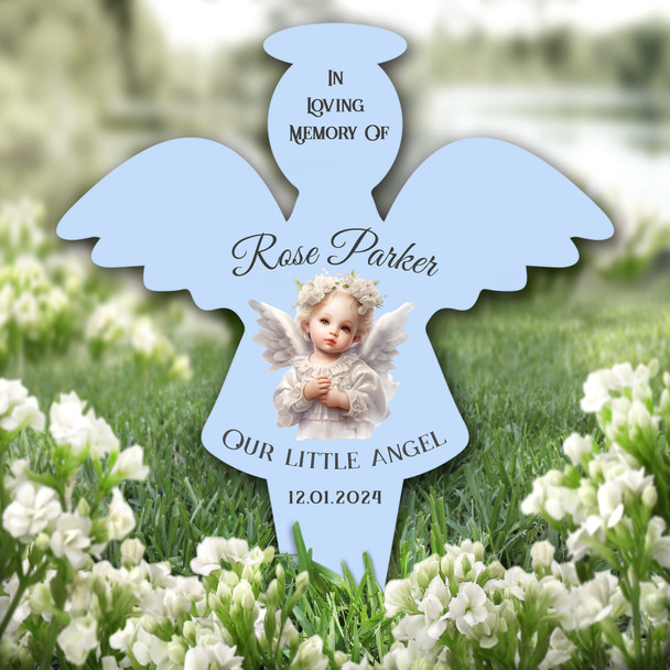 Angel Blue Baby Remembrance Garden Plaque Grave Marker Memorial Stake