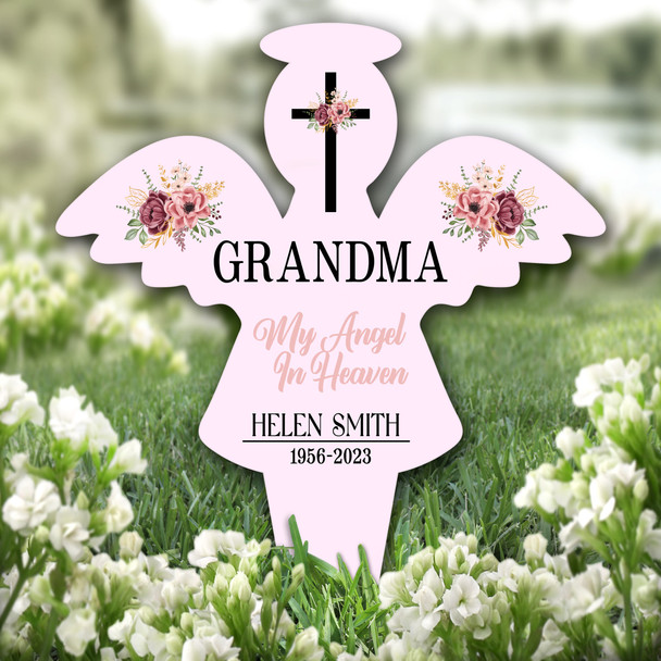 Angel Pink Grandma Floral Remembrance Garden Plaque Grave Marker Memorial Stake Angel Pink Grandma Floral Remembrance Garden Plaque Grave Marker Memorial Stake