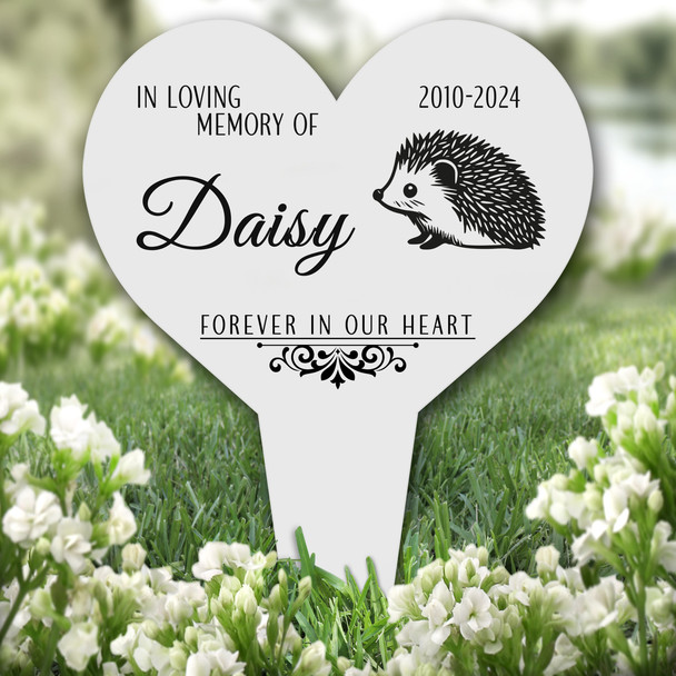 Heart Hedgehog Pet Remembrance Garden Plaque Grave Personalised Memorial Stake