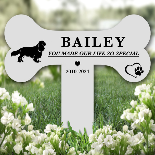 Bone Cavalier King Charles Spaniel Dog Pet Grave Garden Plaque Memorial Stake