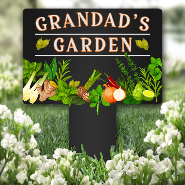 Black Vegetables Grandad's Garden Personalised Gift Garden Plaque Sign Stake