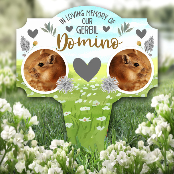 Loving Memory Our Gerbil Pet Photo Remembrance Grave Plaque Memorial Stake