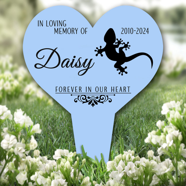 Heart Lizard Pet Blue Remembrance Garden Plaque Grave Marker Memorial Stake