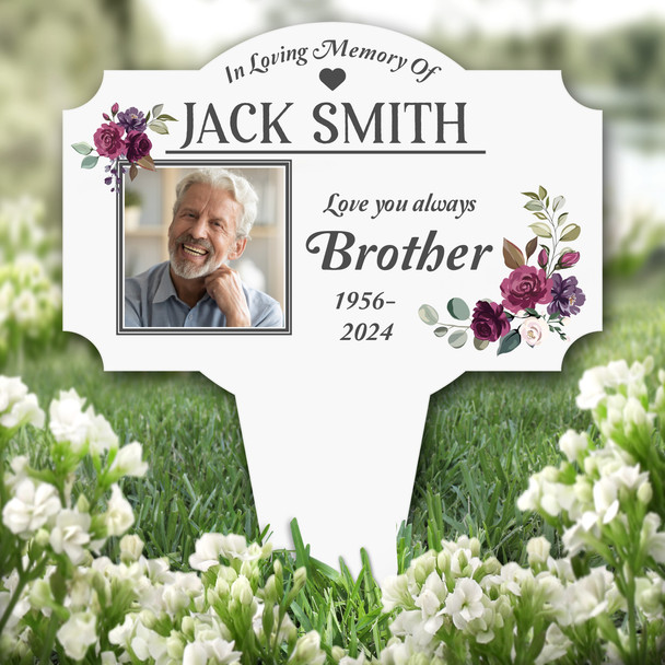Brother Floral Photo Remembrance Garden Plaque Grave Marker Memorial Stake