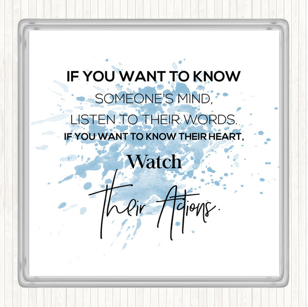 Blue White Someone's Mind Inspirational Quote Coaster