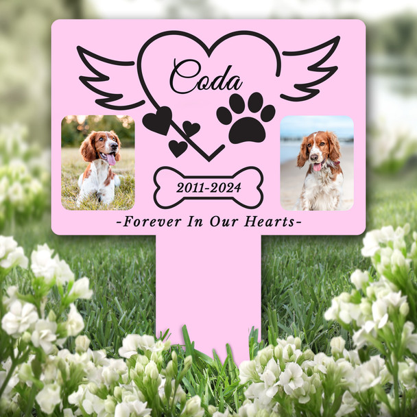 s Wings Photo Dog Cat Pet Pink Remembrance Grave Garden Plaque Memorial Stake