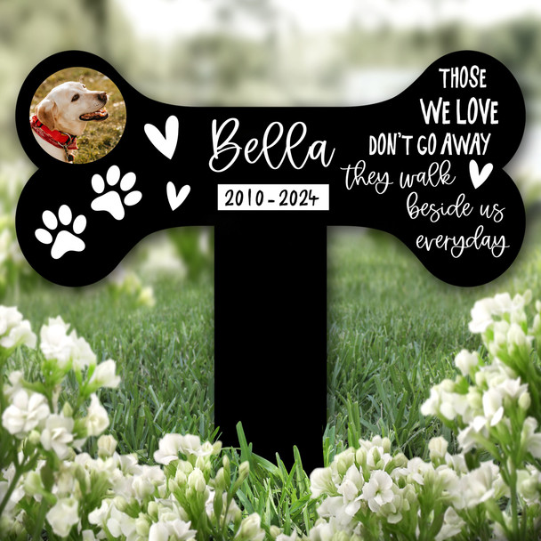 Bone Photo Black Dog Loss Pet Remembrance Garden Plaque Grave Memorial Stake