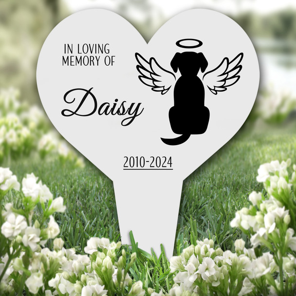 Heart Dog With Wings Pet Remembrance Garden Plaque Grave Marker Memorial Stake