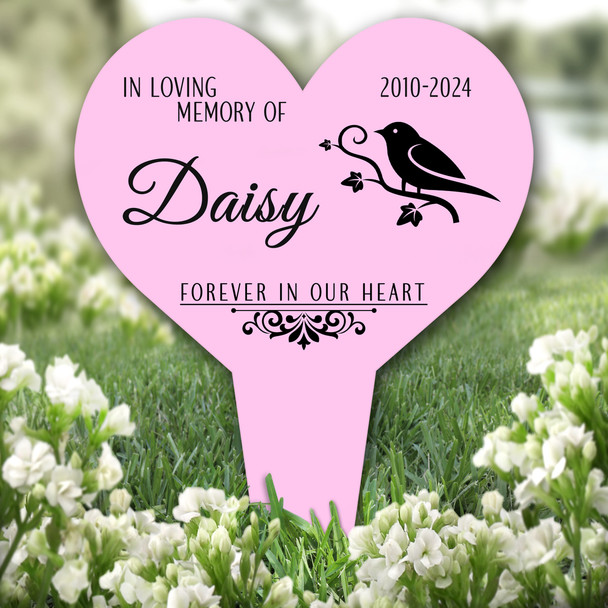 Heart Canary Bird Pet Pink Remembrance Garden Plaque Grave Marker Memorial Stake