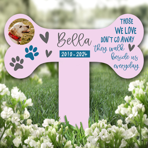 Bone Photo Pink Dog Loss Pet Remembrance Garden Plaque Grave Memorial Stake