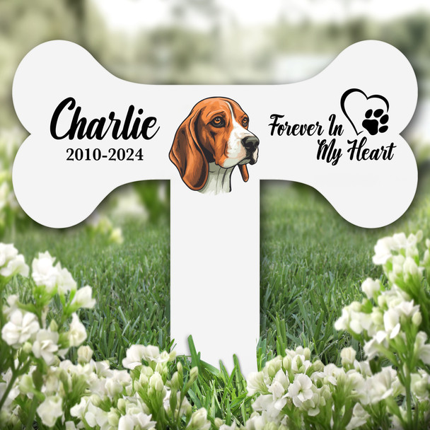 Bone Beagle Dog Heart Pet Remembrance Garden Plaque Grave Marker Memorial Stake