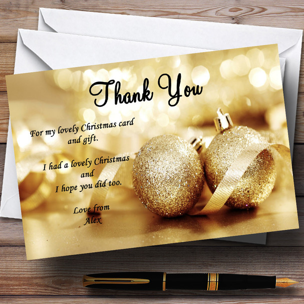 Golden Customised Christmas Party Thank You Cards