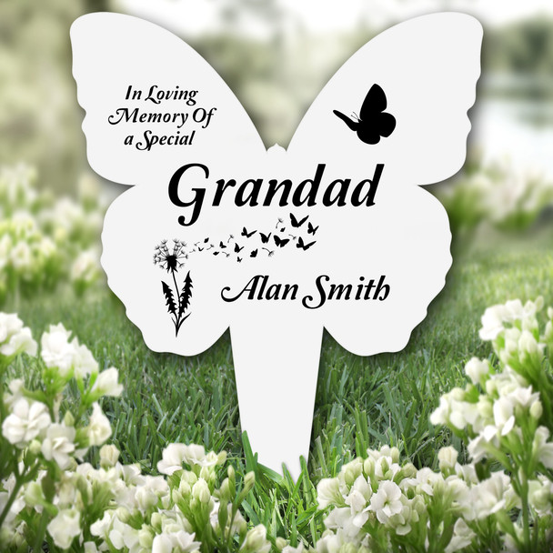 Butterfly Grandad Remembrance Grave Garden Plaque Memorial Stake