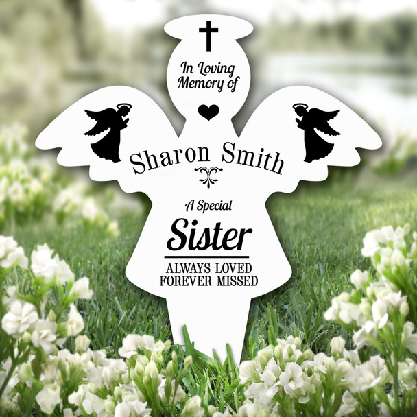 Angel Sister Praying Remembrance Garden Plaque Grave Marker Memorial Stake