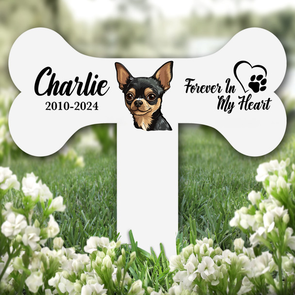 Bone Chihuahua Dog Heart Pet Remembrance Garden Plaque Grave Memorial Stake