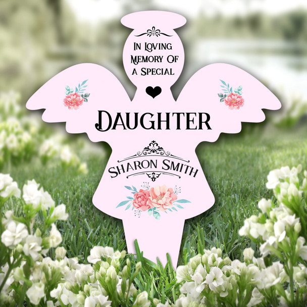 Angel Pink Special Daughter Remembrance Garden Plaque Grave Memorial Stake