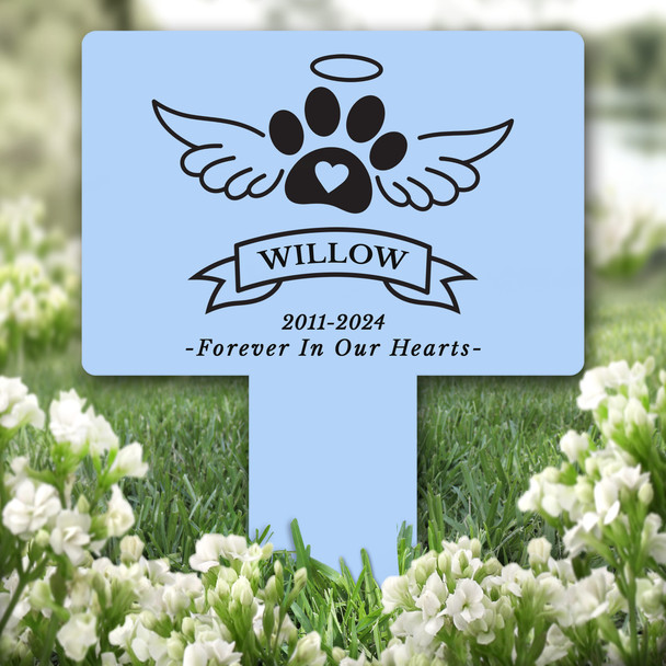 With Heart & Wings Pet Blue Remembrance Grave Garden Plaque Memorial Stake