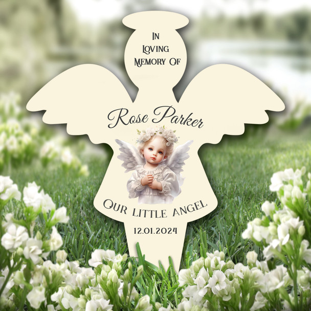 Angel Baby Yellow Remembrance Garden Plaque Grave Marker Memorial Stake