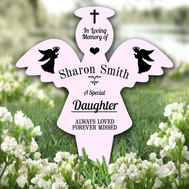 Angel Pink Daughter Praying Remembrance Garden Plaque Grave Memorial Stake