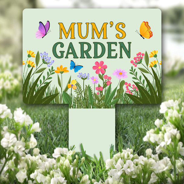 Spring Flowers Butterflies Mum's Garden Gift Garden Plaque Sign Stake