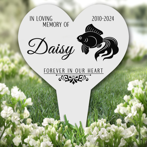 Heart Goldfish Pet Remembrance Garden Plaque Grave Personalised Memorial Stake