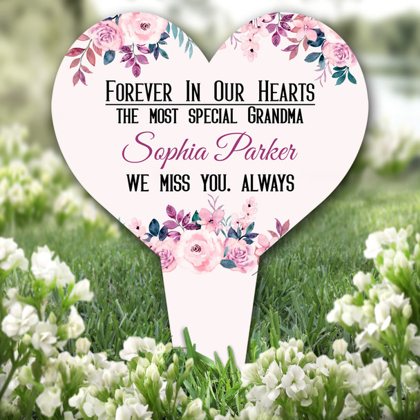 Heart Special Grandma Pink Remembrance Garden Plaque Grave Marker Memorial Stake