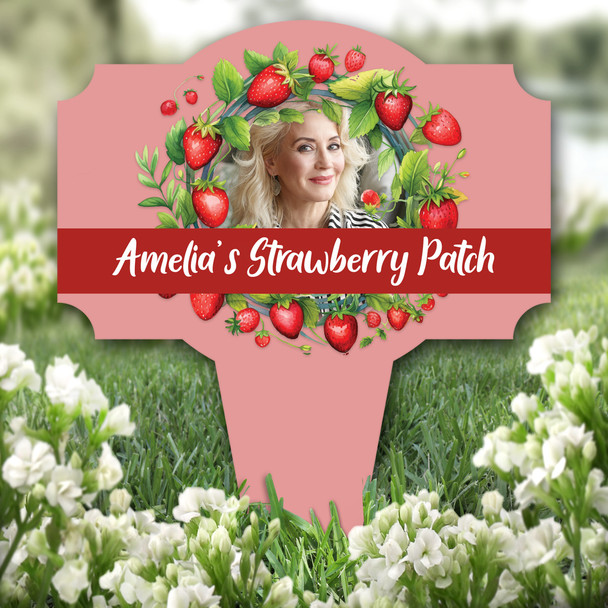 Strawberry Patch Wreath Photo Remembrance Grave Plaque Memorial Stake