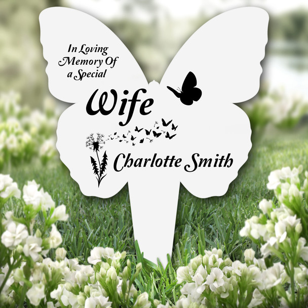 Butterfly Wife Remembrance Grave Garden Plaque Memorial Stake