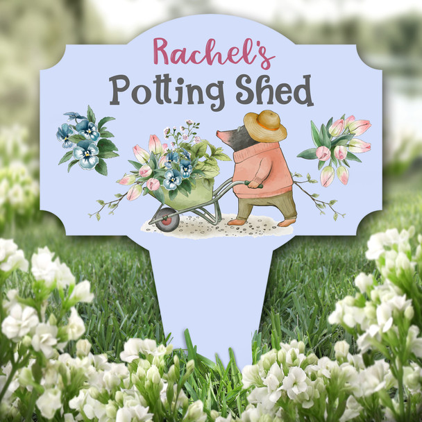 Potting Shed Garden Blue Animal Personalised Gift Garden Plaque Sign Stake