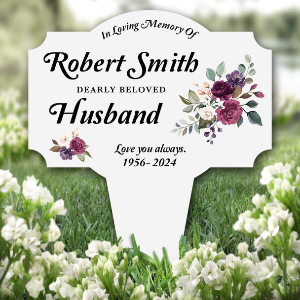 Husband Floral Remembrance Garden Plaque Grave Marker Memorial Stake