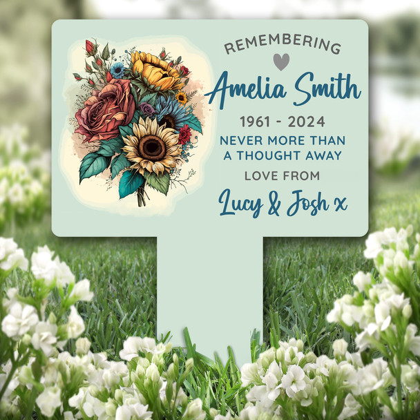 Remembering Flowers Green Remembrance Garden Plaque Grave Marker Memorial Stake