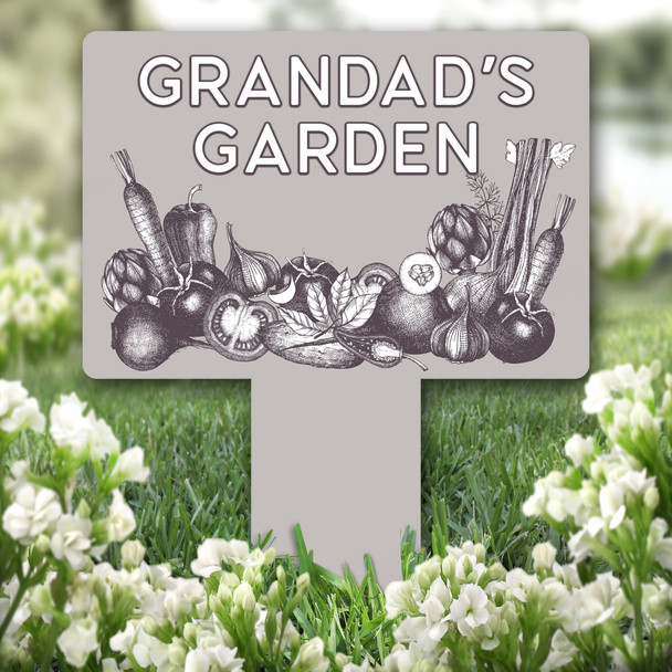 Vegetables Grandad's Garden Personalised Gift Garden Plaque Sign Ground Stake