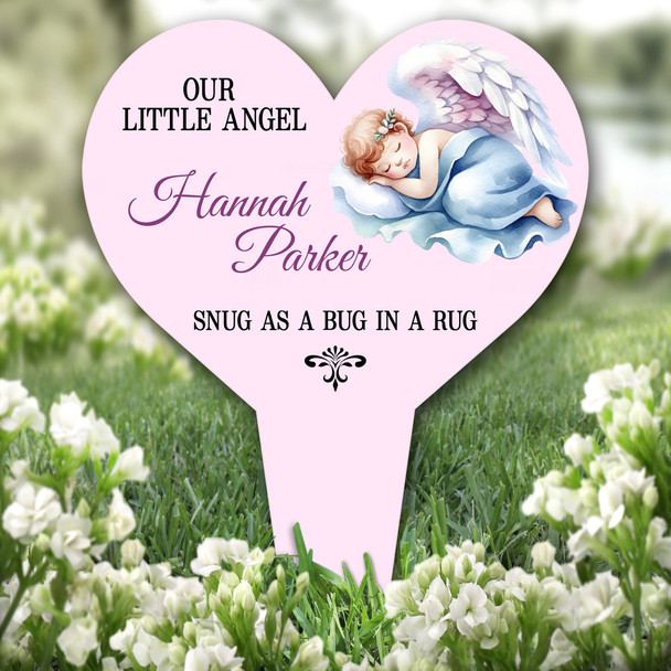 Heart Girl Angel Pink Remembrance Garden Plaque Grave Marker Memorial Stake