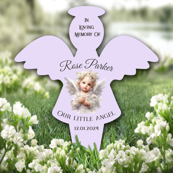 Angel Baby Purple Remembrance Garden Plaque Grave Marker Memorial Stake