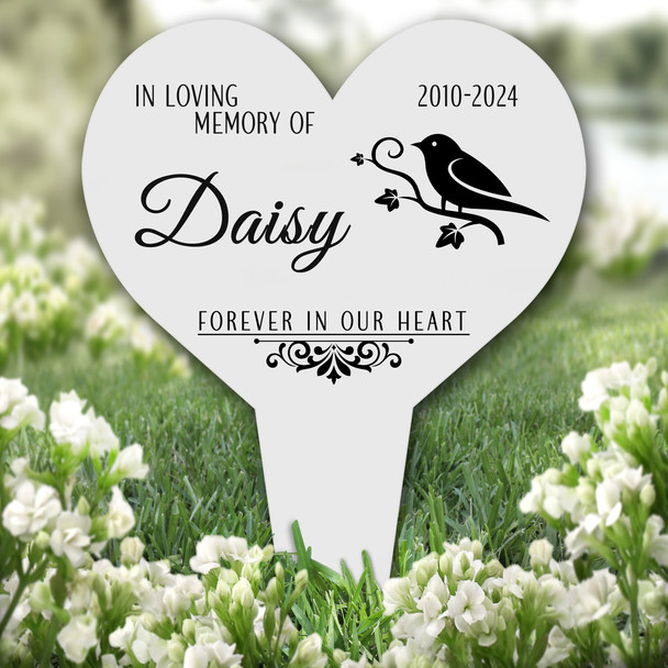 Heart Canary Bird Pet Remembrance Garden Plaque Grave Marker Memorial Stake