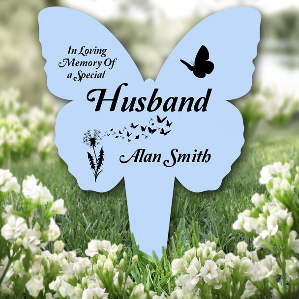 Butterfly Blue Husband Remembrance Grave Garden Plaque Memorial Stake
