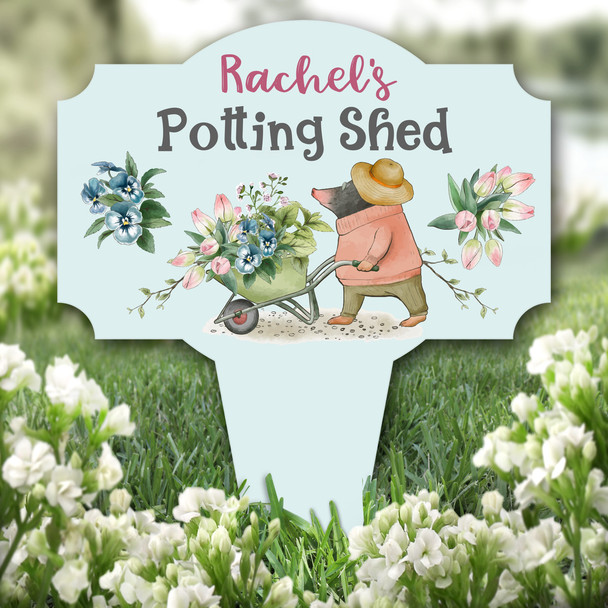 Potting Shed Garden Animal Blue Personalised Gift Garden Plaque Sign Stake
