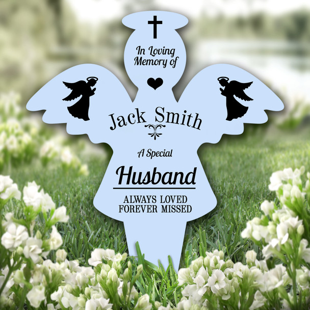 Angel Blue Husband Praying Remembrance Garden Plaque Grave Marker Memorial Stake