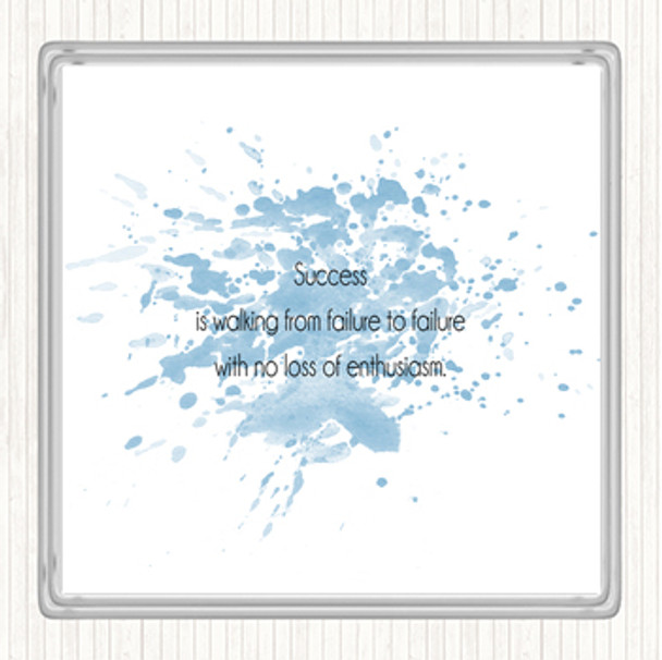 Blue White Success Is Walking From Failure Quote Coaster
