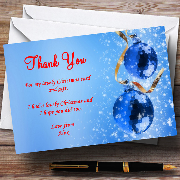 Red And Blue Customised Christmas Party Thank You Cards