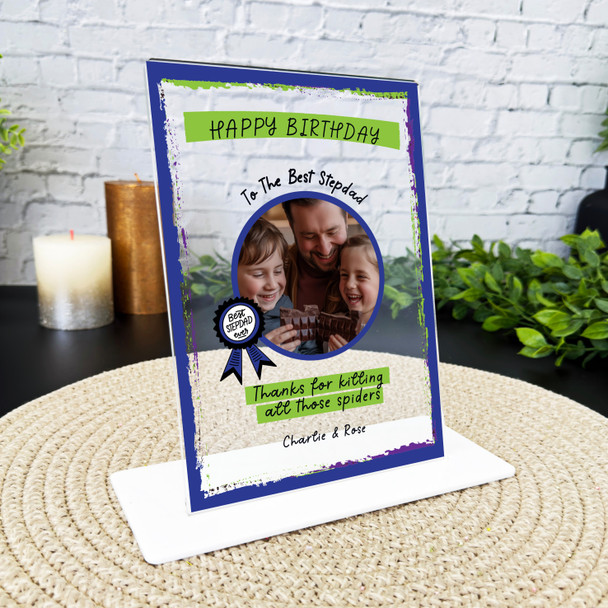 Stepdad Birthday Gift Best Stepdad Ever Round Photo Personalised Acrylic Plaque